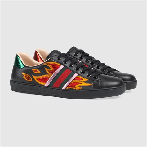 gucci ace low top flame trainers|Gucci ace flames goat.